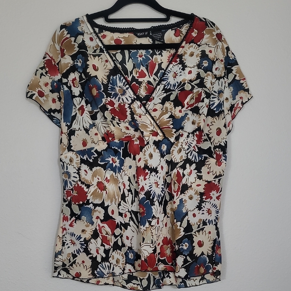 Vintage Y2K Sheer Babydoll Top Size XL Floral Whimsigoth Fairycore 90s